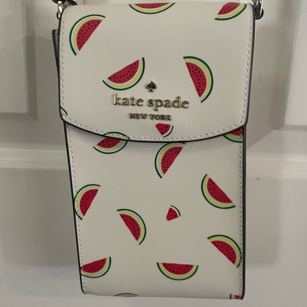 Kate Spade Cream Watermelon Print Leather Crossbody Bag